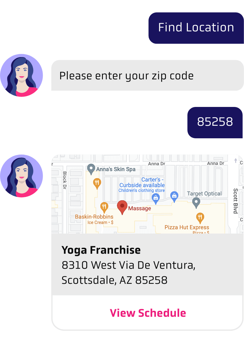 Location services by chatbots 